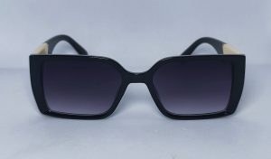 Black Sunglasses with Embossed Cream Temples