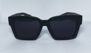 Glossy Black Rectangular Sunglasses